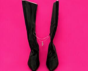 Old Navy Black Knee-High Pointed Toe Heeled Boots Size 9 – NWT